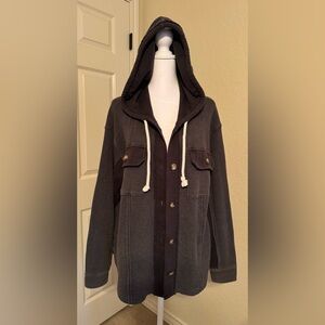 American Eagle Outfitters Waffle Knit Hoodie in Dark Charcoal Size Medium